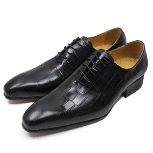 Opulent CrocLeather Pointed Toe Oxford Shoes