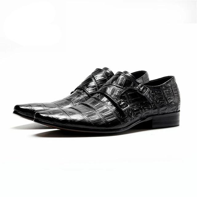 Luxury Alligator Pattern Pointed Toe Brogue Dress Shoes - FINAL SALE