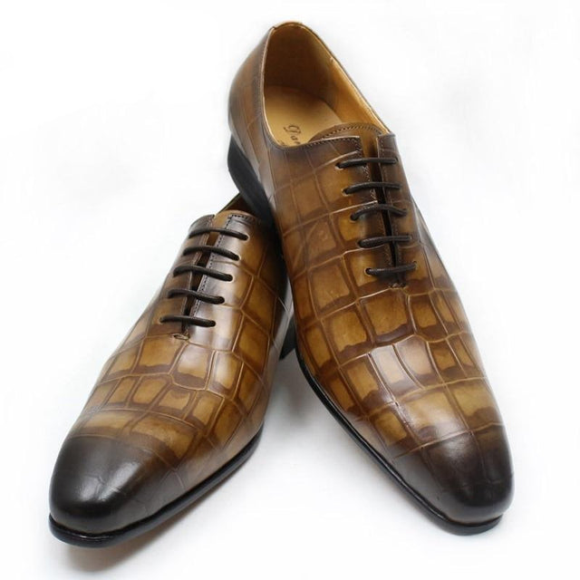 Opulent Crocleather Pointed Toe Oxford Shoes - FINAL SALE
