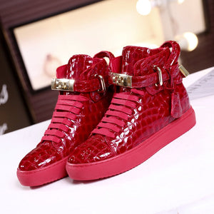 Luxury CrocEmboss High Top Fashion Sneakers