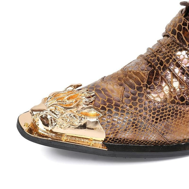 Snakeskin Chic Mid-calf Leather Cowboy Boots