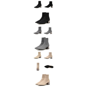 Plushexo High Square Heels Pointed Toe Sock Boots - FINAL SALE