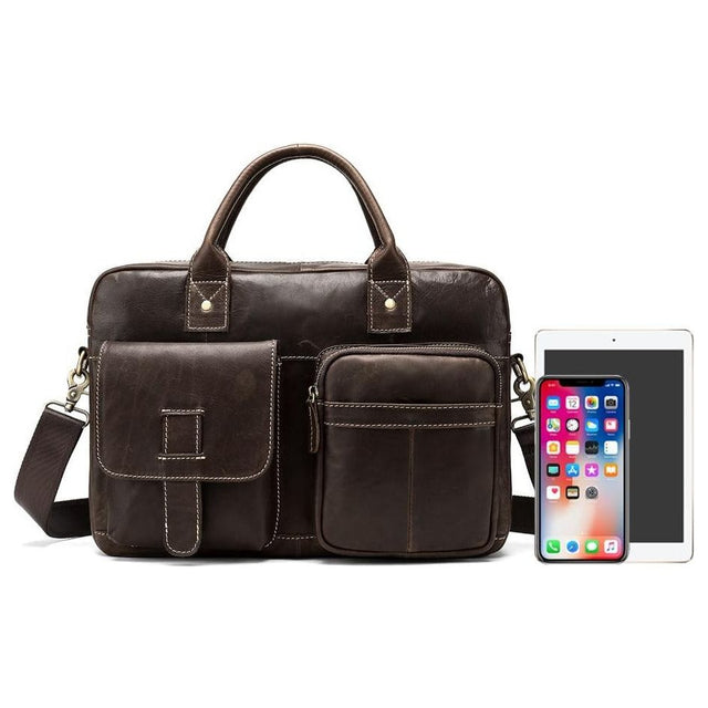 Luxury Exotic Leather Zipper Laptop Briefcase
