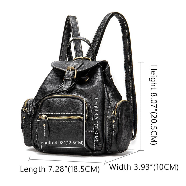 Luxury Exotic Leather Zipper Strap Arcuate Backpack