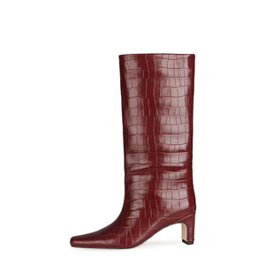 Crocluxe Exotic Square Toe Slip On Mid Calf Boots - FINAL SALE