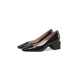 Luxeleather Square Heel Slip On Dress Shoes123 - FINAL SALE