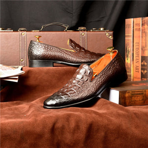 Luxury CrocTex Pointed Toe Slip-On Loafers