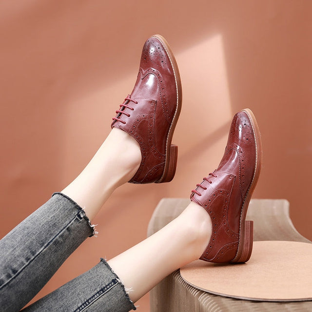 Women VintageLuxe Brogue Leather Oxfords Shoes