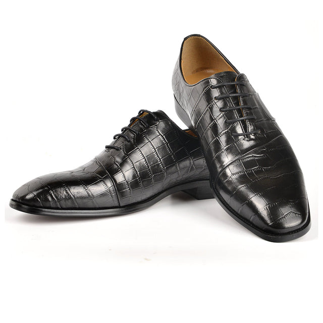 Luxury CrocPoint Lace-up Wedding Dress Shoes