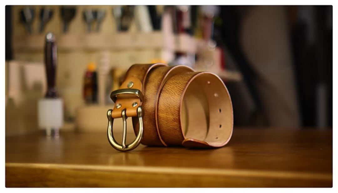 Sophisticated Solid Cowskin Belt