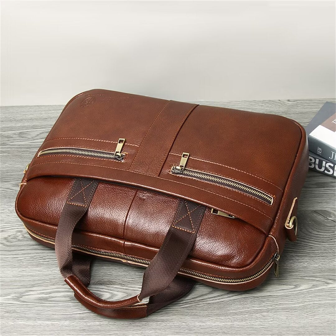 Executive Square Leather Satchel