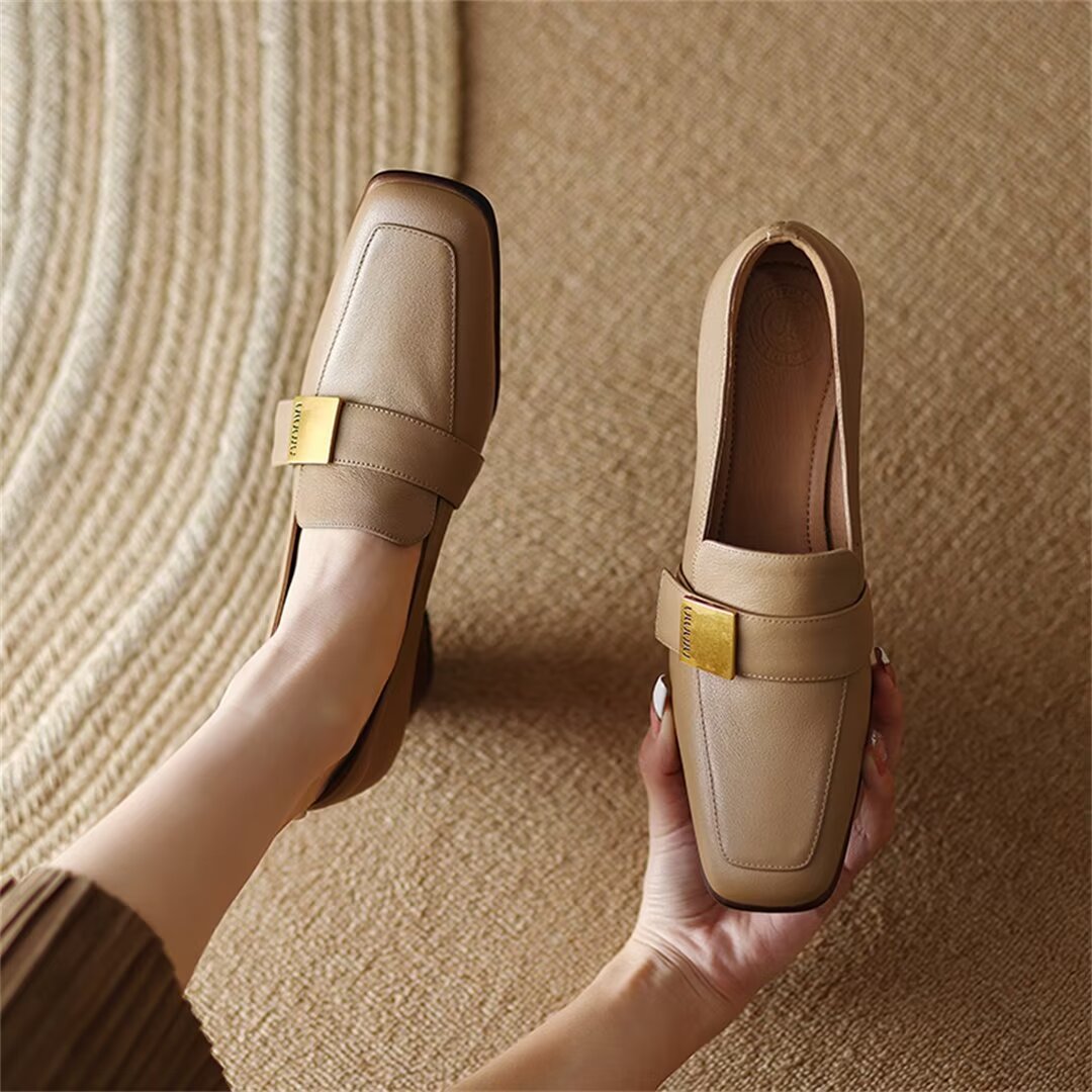 Chic Leather Square Flats