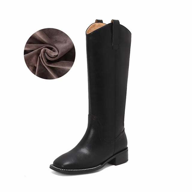 LeatherLush Slip-On Winter Elegance Boots