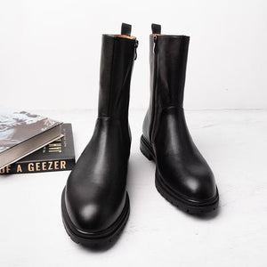 LuxeZip Genuine Leather Zipper Boots