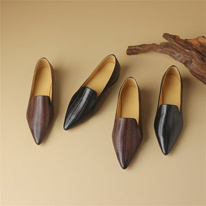 Sleek Pointed Toe Leather Flats