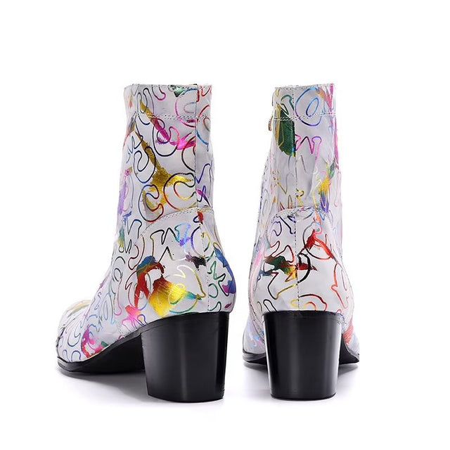 LuxeTex Exotic Pattern Genuine Leather Dress Boots