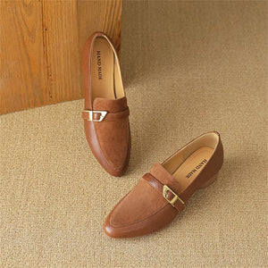 Sleek Elegance Cow Leather Flats