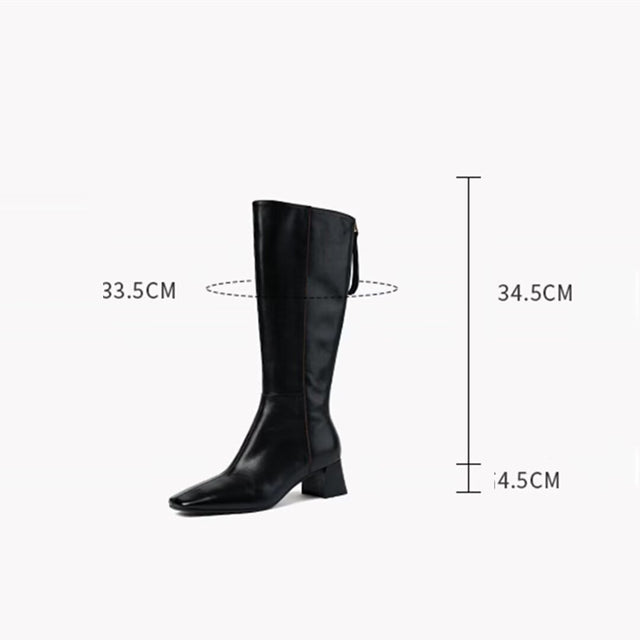 Elegant Long Heel Smooth Leather Boots