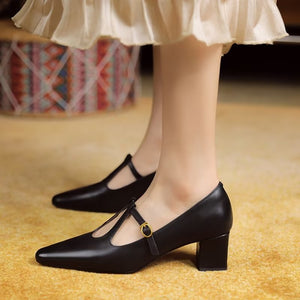 LuxeLeather Chic Square Toe Pumps