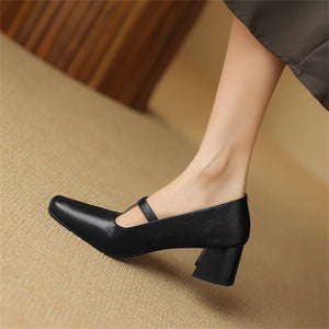 Square Toe Pumps with Buckle Closure