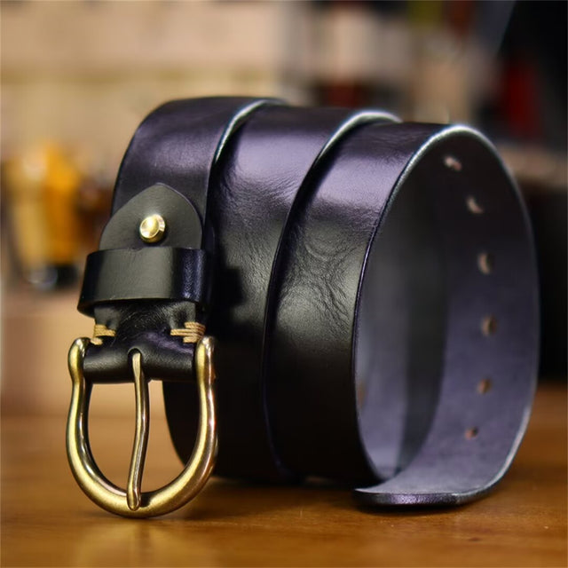 Elegant Cowskin Belt with Copper Finish