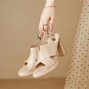 Sultry Fish Mouth Leather Sandals