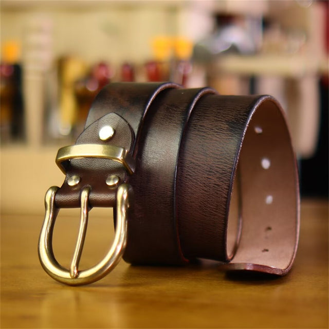 Sophisticated Solid Cowskin Belt