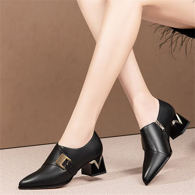 Pointed Toe Cow Leather Pumps