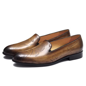 Opulent Embossed Slip-on Round Toe Dress Shoes