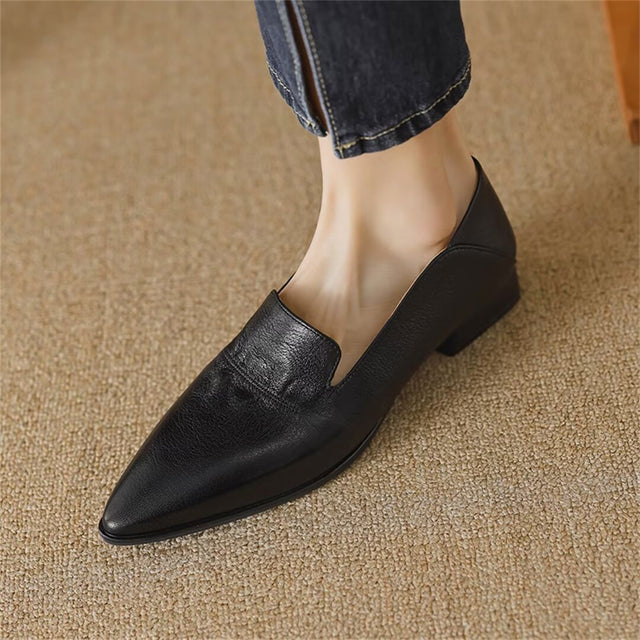 Pointed Grace Leather Flats