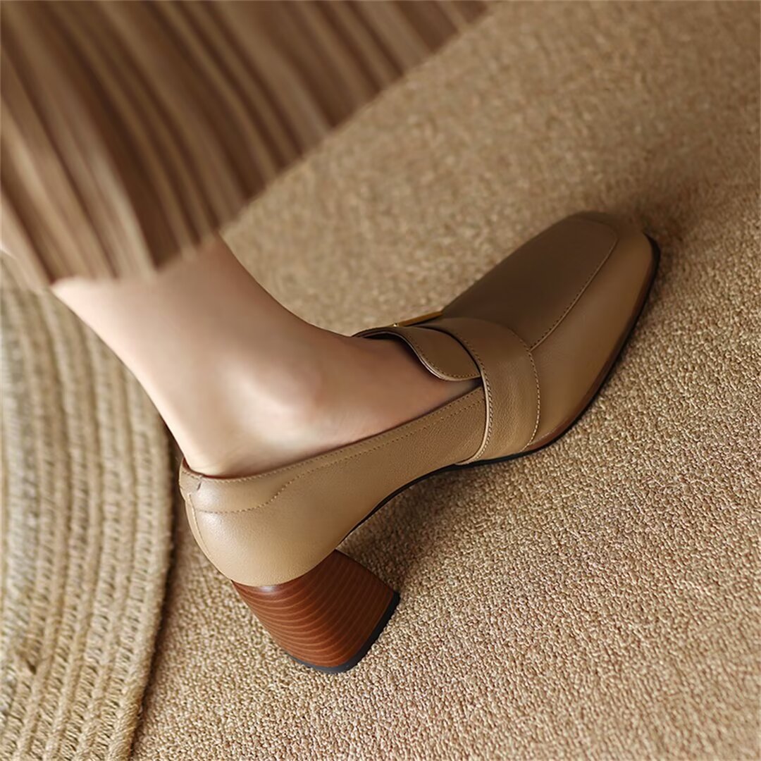 Chic Leather Square Flats