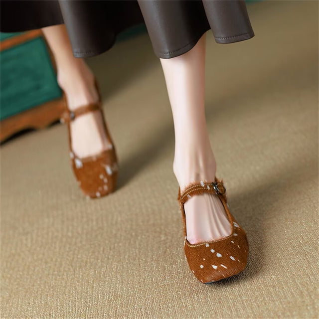 Luxurious Horsehair Square Toe Flats