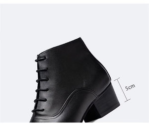 SharpElegance Pointed Lace-Up Boots