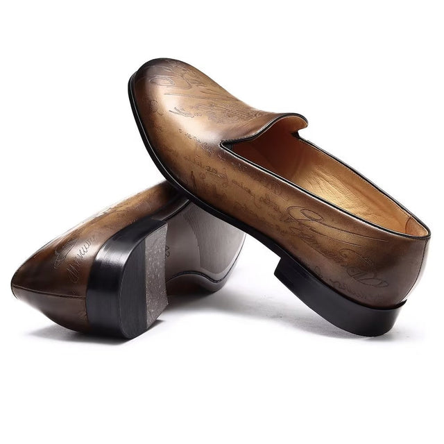 Opulent Embossed Slip-on Round Toe Dress Shoes