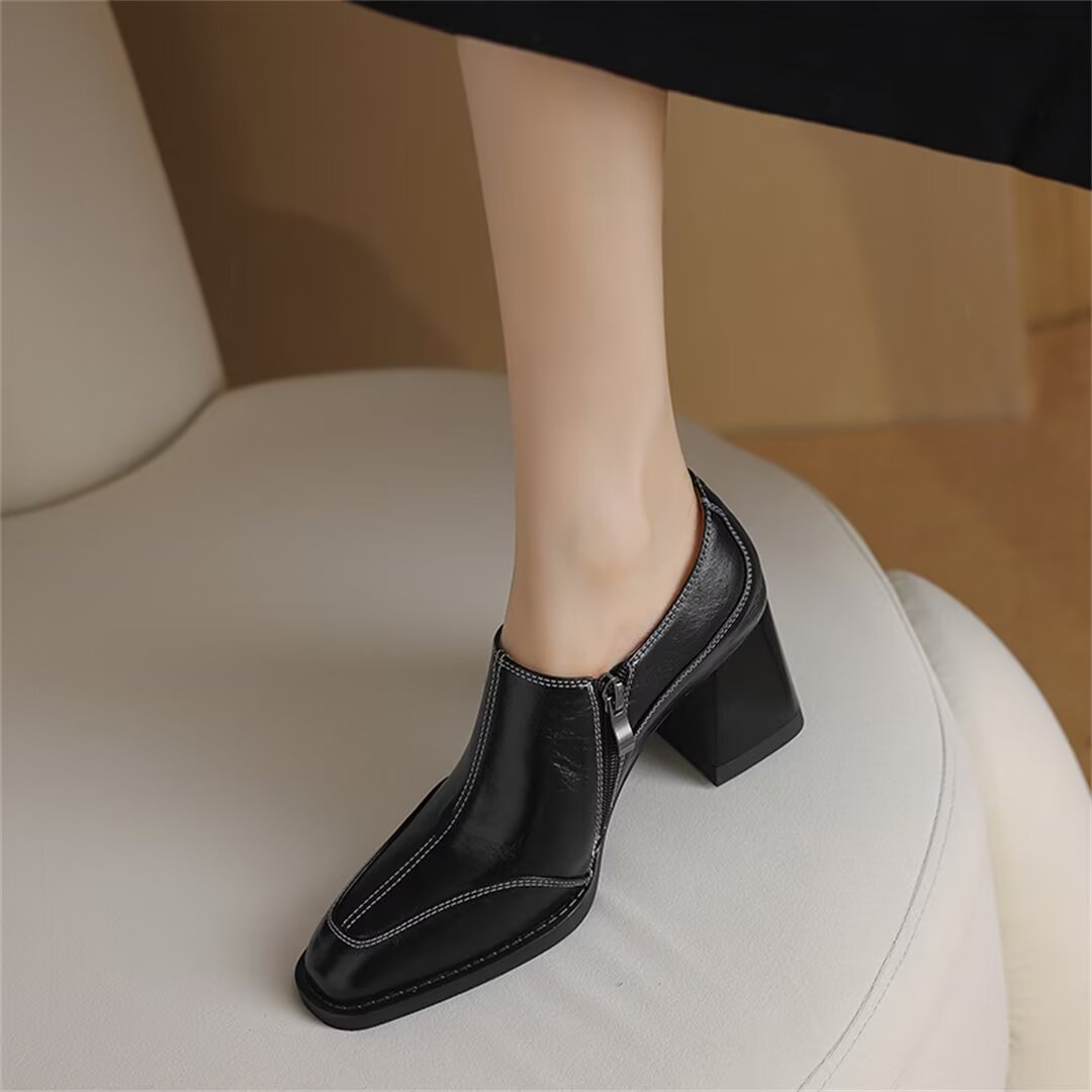 Squared Elegance Thick Heel Pumps