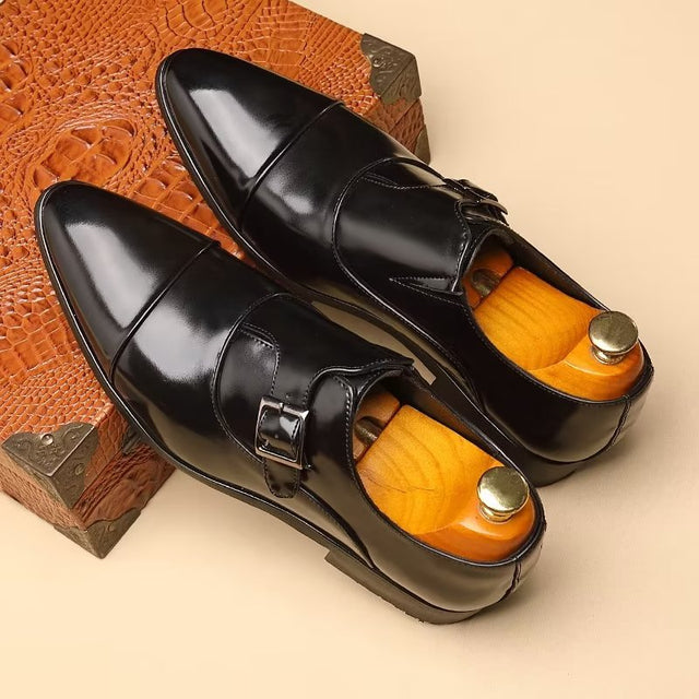 Refined Elegance Pointed Toe Monkstrap Dress Shoes