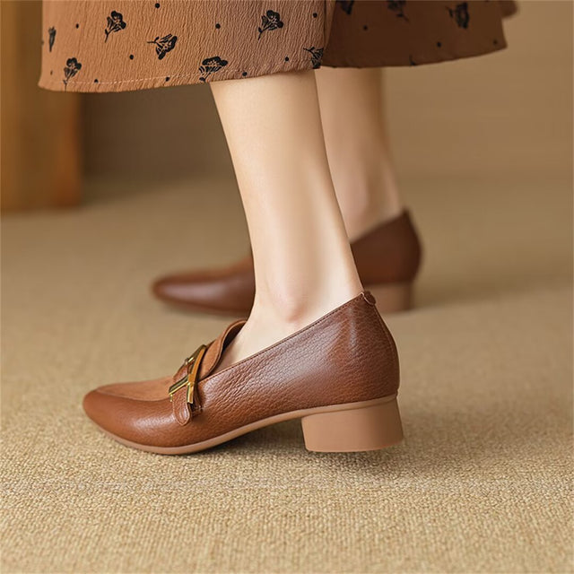 Sleek Elegance Cow Leather Flats