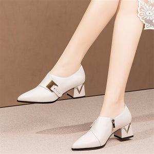 Pointed Toe Cow Leather Pumps