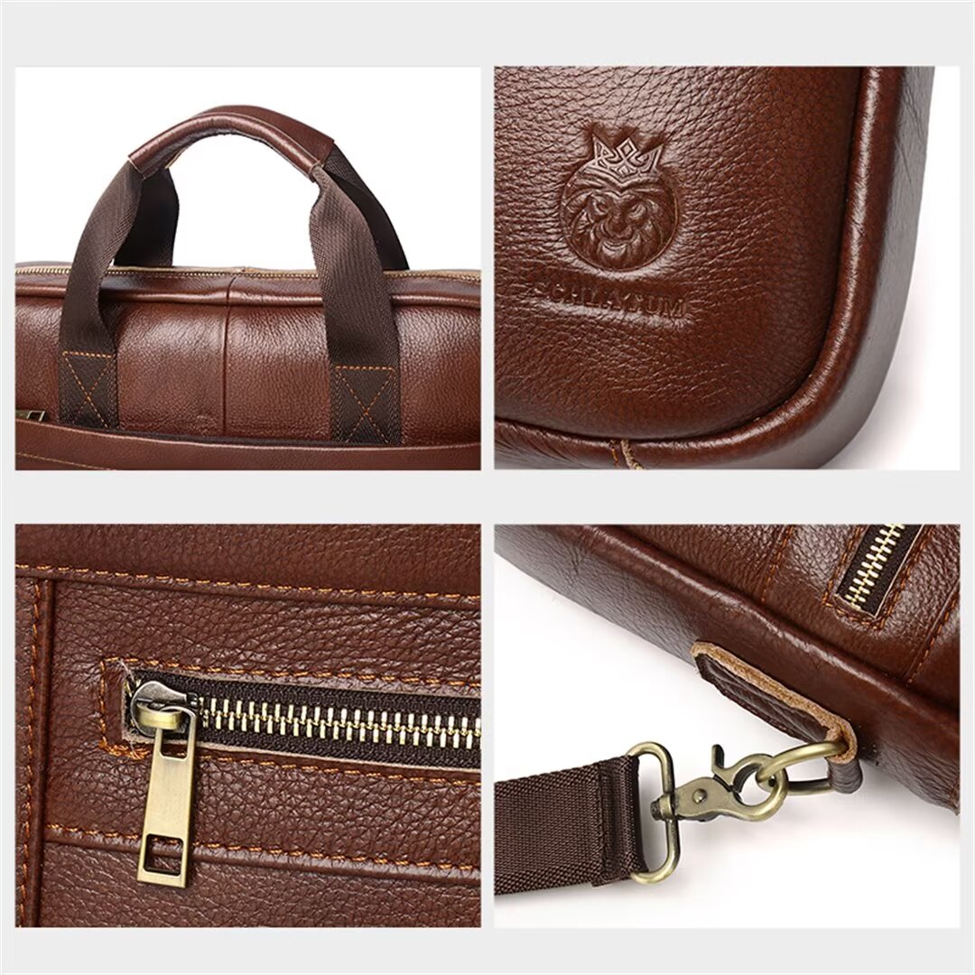 Executive Square Leather Satchel