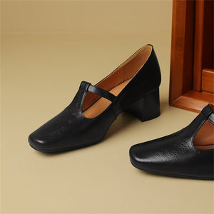 Square Toe Pumps with Buckle Closure