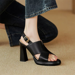 Sultry Fish Mouth Leather Sandals