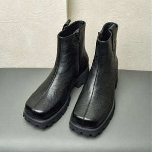 UrbanCow Leather Round-Toe Ankle Boots