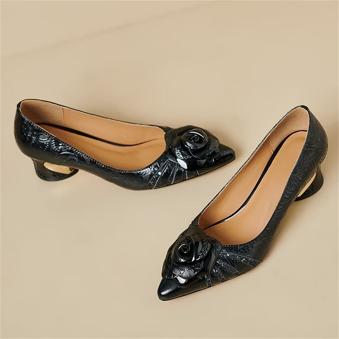 Chic Cow Leather Pumps with 5.5cm Heel