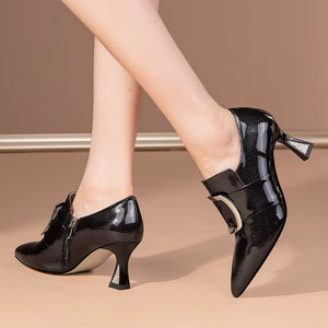 LuxLeather Exotic Pattern Chic Slip-on Heels