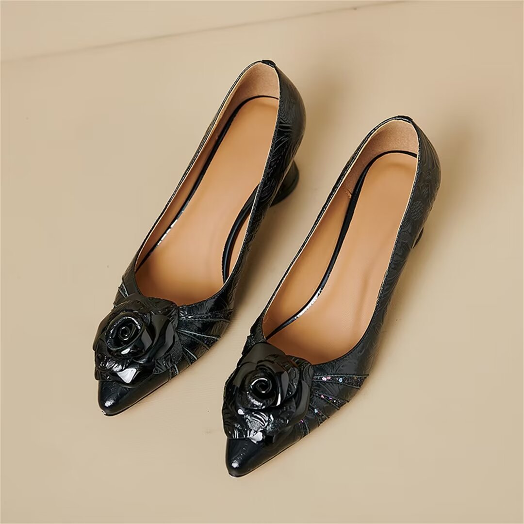 Chic Cow Leather Pumps with 5.5cm Heel