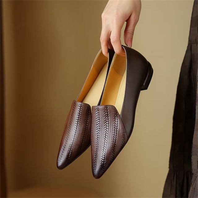 Sleek Pointed Toe Leather Flats