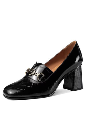 Square Sophistication Leather Heels