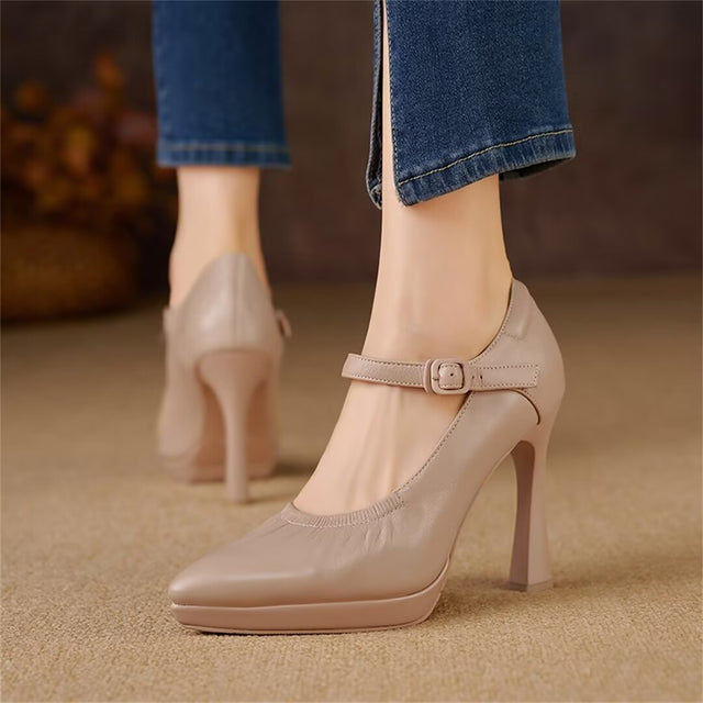 Decadent Pointed Thick Heel Pumps