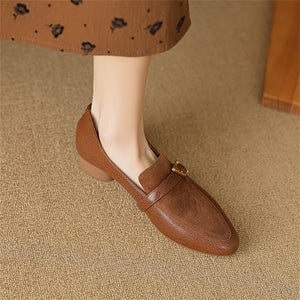 Sleek Elegance Cow Leather Flats