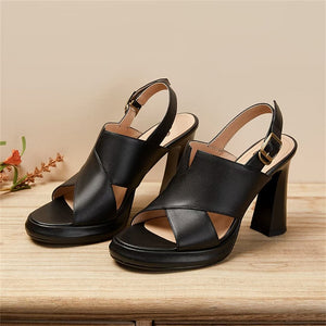 Sultry Fish Mouth Leather Sandals